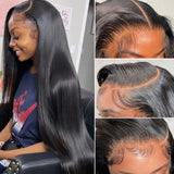 Queen Story 38 Inch HD Lace Front Wig Human Hair 13x4 Straight Lace Front Wigs Human Hair with Baby Hair 180% Density Pre Plucke