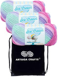 Lion Brand Ice Cream Ube 923-227 (3-Skeins - Same Dye Lot) Baby Sport #2 Acrylic Yarn for Crocheting and Knitting with Project B