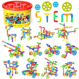 WishaLife 250 Pieces STEM Building Blocks Set, Kids Tube Locks Construction Set with Storage Box, Preschool Educational Learning