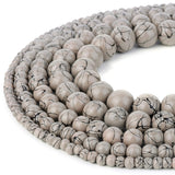 RUBYCA 300pcs Mixed Sizes Loose Glass Beads for Jewelry Making, Opaque Gray, Black Paint Splatter