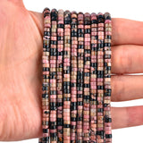 HAAMIIQII 2x4mm Natural Rhodonite Heishi Spacer Beads 150Pcs Flat Disc Stone Semi Precious Gemstone Loose Beads for Jewelry Maki