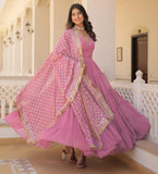 Wedani Georgette Sequins Embroidered Work Anrakali Kurta Set For Women (In Alpha Xl Regular Pink),PINK,XL,Georgette,Anarkali,