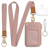 Lanyard Wallet with ID Badge Holder, Keychain RFID Wallet Women Small Wristlet, Slim Credit Card Holder Case with Phone Lanyard