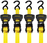 Stanley S1006 Black/Yellow 1 x 14 Ratchet Tie Down Straps Medium Cargo Securing (3,000 lbs Break Strength), 4 Pack