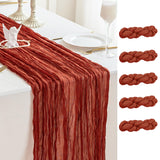 Sioloc Terracotta Table Cloth Cheesecloth Table Runner 10ft Rustic for Tea Wedding Party Baby Bridal Centerpiece Fall Decor for