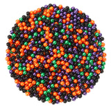 UPINS 1200Pcs Halloween Beads Round 6mm Black Purple Orange Green Pearl Beads for Jewelry Making Halloween Mardi Gras Party Deco