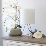 Simple Designs LT2066-GDW 14 Down to The Wire Metal Table Lamp with Fabric Shade, Gold with White Shade (Pack of 8)