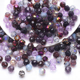 100PCS 8MM Crystal Glass Beads for Jewelry Making Purple Series Rondelle Facted Crystal Glass Beads for Bracelet Making Round Gl