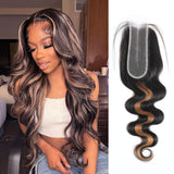 DSEKCAIN P1B/30 2x6 HD Lace Closure Body Wave Human Hair Highlight Brown Black Color Transparent Lace Closure 2x6 Long Deep Midd