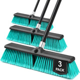 TidyBliss 3 Pack 18 Push Broom Outdoor Heavy Duty with 63 Long Handle