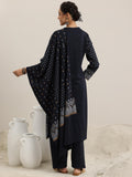 Libas Womens Printed Wool Straight Kurta With Trousers And Dupatta