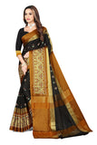 GRECIILOOKS Saree for Women - Cotton Silk Colour Block Simple Butta & Paisley Golden Border Buti with Un-Stitched Blouse Piece S