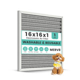 16x16x1 Reusable HVAC Furnace Air Filter, Washable Electrostatic Furnace Filter, MERV 8, Lasts a Lifetime, Breathe Fresher, Home
