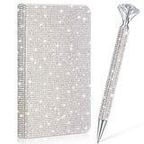 Resholder White A6 Rhinestone Notebook & Pen Set Bling Diary for Girls