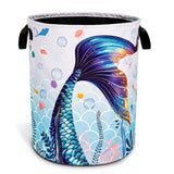 Blue Purple Mermaid Tail Laundry Basket Beautiful Foldable Oxford Cloth Funny Tote Bag Laundry Hamper Clothes Storage Bucket Toy