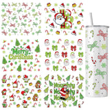 Rngmsi Christmas UV DTF Stickers - 6 Sheets Christmas Bow UV DTF Cup Wraps for 20 oz Tumbler, Xmas Tree Santa Gnome Candy Canes