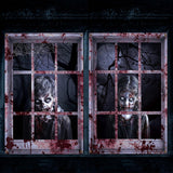 Newwiee 2 Pcs Scary Halloween Curtain Window Silhouette Cover Decoration Theme Poster for Indoor Outdoor Party Wall Door(Blood H