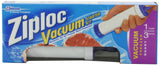 Ziploc Vacuum Starter Kit, 3Quart Bags, 1Pump
