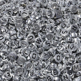LAIDANLA 1500PCS Acrylic Letter Beads Alphabet Black Letters Silver Round Bead 7 4mm for Jewelry Bracelets Necklaces Key Chains