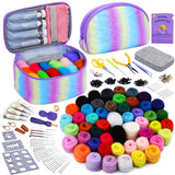 Mayboos Needle Felting Kit, 50 Colors Wool Roving Set, Needle Felting Starter Kit for Beginners with Wool Felting Tool Mat Needl