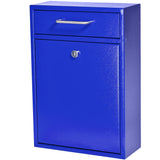 Mail Boss 7424 High Security Steel Locking Wall Mounted Mailbox Office Drop Comment Letter Deposit Box, Blue