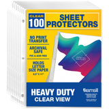 Samsill 100 Pack Heavy Duty Sheet Protectors, Crystal Clear, 8.5x11 Inch Page Protectors for 3 Ring Binder, Letter Size Protectors with Reinforced Holes, Clear Document Sleeve, Top Loading, Acid Free