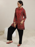 Libas Womens Woven Design Wool Straight Kurta With Palazzos Multicolour M