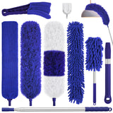 9PCS Dusters for Cleaning,Extendable Microfiber Duster with Extension Pole Up to 100'',Bendable Washable and Reusable Dusters Ki