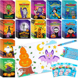 Fulmoon 144 Pcs Halloween Coloring Book Crayons Set 72 Bulk Mini Halloween Coloring Book 72 Crayon for Kid Holiday Party Favor T