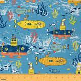 Feelyou Sailboat Fabric by The Yard 10 Yards Ocean Creature Submarine Decorative Waterproof Outdoor Fabric Marine Animals Uphols