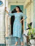 Gosriki Women'S Rayon Blend Straight Printed Kurta With Pant (Ghasi Blue-Vks01-Gs_M_Blue_Medium),Blue,,B0DBM2VGBL