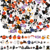 Wesiti 200 Pcs Halloween Resin Charms for Crafts Halloween Embellishments Mini Flat Resin Charms for Jewelry Making Miniatures O
