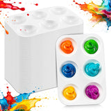 DLOnline 100 PCS White Plastic Watercolor Palette, 6 Well Rectangular Paint Palettes, Paint Tray Palettes, Paint Trays for Kids,