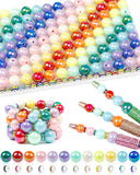 196PCS FIVEIZERO Focal Beads for Pens - 12/14/16mm AB Rainbow Acrylic Beads & 6mm Rhinestone Spacers in 12 Colors for Beadable P