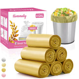 4 Gallon 180pcs Small Gold Trash Bags Strong Golden Garbage Bags, Bathroom Trash Can Bin Liners, Gold Plastic Bags for Home Offi