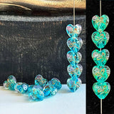 Artsy Crafts 12 Pcs Heart Shaped Glow in The Dark Firefly Beads 12mm European Lampwork Luminous Glass Beads for Jewelry Making C