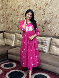 Gosriki Women'S Rayon Blend Anarkali Printed Kurta With Pant (Anveshi Pink-Gs_5Xl_Pink_Xxxxx-Large),Pink,5,B0DCKB27W7