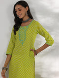 Libas Women'S Cotton Printed Straight Kurta (37225_Green Green L