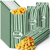 Sherr 1000 Pcs 2oz Green Popcorn Bags Bulk Retro Stripes Disposable Popcorn Bags for Circus Carnival Party Favors Movie Nights B