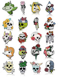BBTO 20 Pieces Enamel Pins Skull Spooky Skeleton Enamel Pins Set Black Decorative Cartoon Goth Skull Horror Dark Brooch Cute Lap