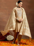 Libas Women'S Silk Blend Kurta Set (Gs942_Beige Beige Xl