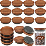 20 Pack Regular Mouth Mason Jar Wooden Storage Lids Acacia Wooden Jar Lids for Reusable Canning Lids for Jars, Regular Mouth Jar