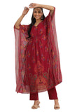 Libas Women'S Chiffon Kurta Set (99116O_Maroon_Xl)
