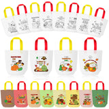 Fall Coloring Goodie Bags for Kids - 24Pcs Autumn Religious Theme Bulk Color Your Own Gift Bags with Handle Thanksgiving Reusabl