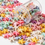 BERMRO 200pcs Acrylic Starfish Beads Ocean Sea Theme Turtle Charms Summer Hawaii Beaded for Jewelry Making Beading Kit Bracelets