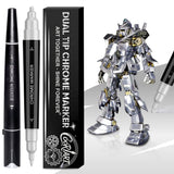 COORIART 2PK Dual Tip Liquid Chrome Marker, Permanent Mirror Chrome Paint Pen for Plastic, Metal, Model Painting, Touch Up & Rep