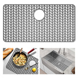 GUUKIN Sink Protectors for Kitchen Mat -30x 16 Silicone Kitchen Sink Mat Grid for Bottom of Farmhouse Stainless Steel Porcelain
