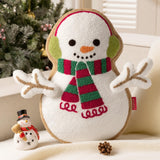 Phantoscope Gingerbread Merry Christmas Throw Pillow, Plush Teddy Xmas Gingerbread Snowman Shaped Pillows with DIY Branch Arms &
