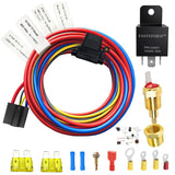 FASTSTORM Electric Fan Relay Kit 12V 60 AMP Electric Radiator Cooling Waterproof Fan Relay Kit with Thermostat Control Switch 18