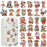 Xuhal 30 Pcs Christmas Diamond Painting Magnets Christmas Animal Diamond Art Magnet Kits for Adults Cute 5D Rhinestone Xmas Sant